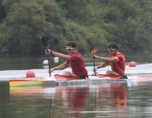 Adestrando co seu compañeiro do K-2 500, Saúl Craviotto