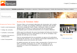 Sidor foi vendida a Terniun en 1997, durante o segundo goberno de Rafael Caldera